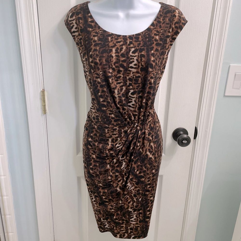 Calvin Klein Ruched Animal Print Dress